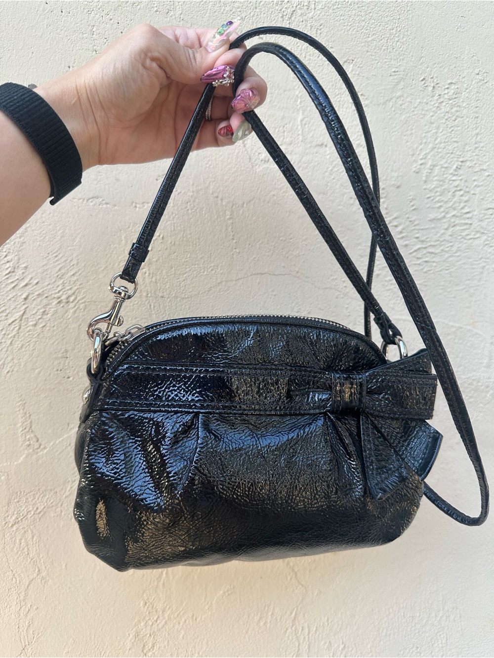 🐃Coach Patent Leather Small Ribbon Demi Bag 46333 🐃